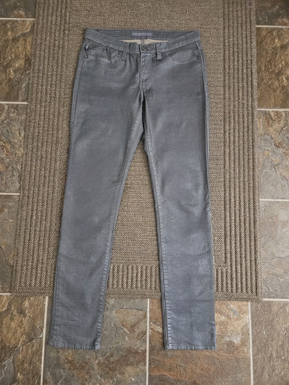 Rock & Republic Berlin Metallic Coated Skinny Jeans